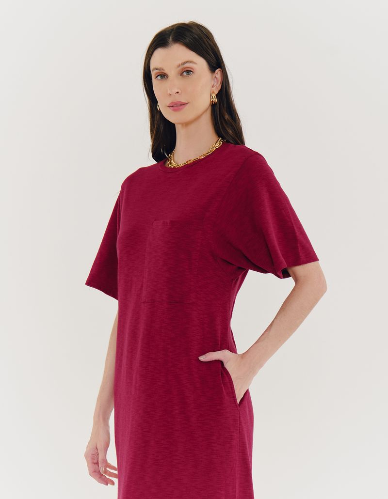 Vestido Midi Fenda Lateral - Vinho